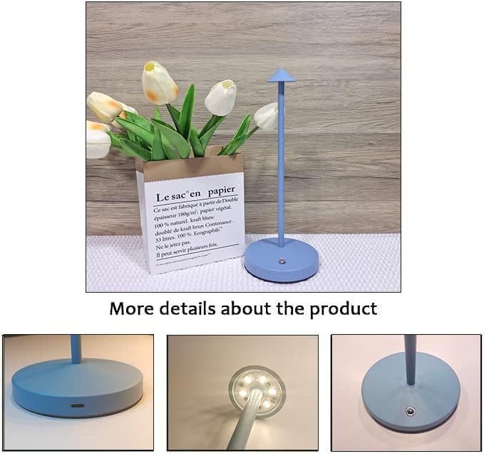 Cordless Table Lamps,Rechargeable Led Touch Bar Lamp,Portable Battery Desk Lamp,Brightness Dimmable Small Table Lamps,Minimalist Design,for Living Room/Restaurant/Couple Dinner/(Blue)