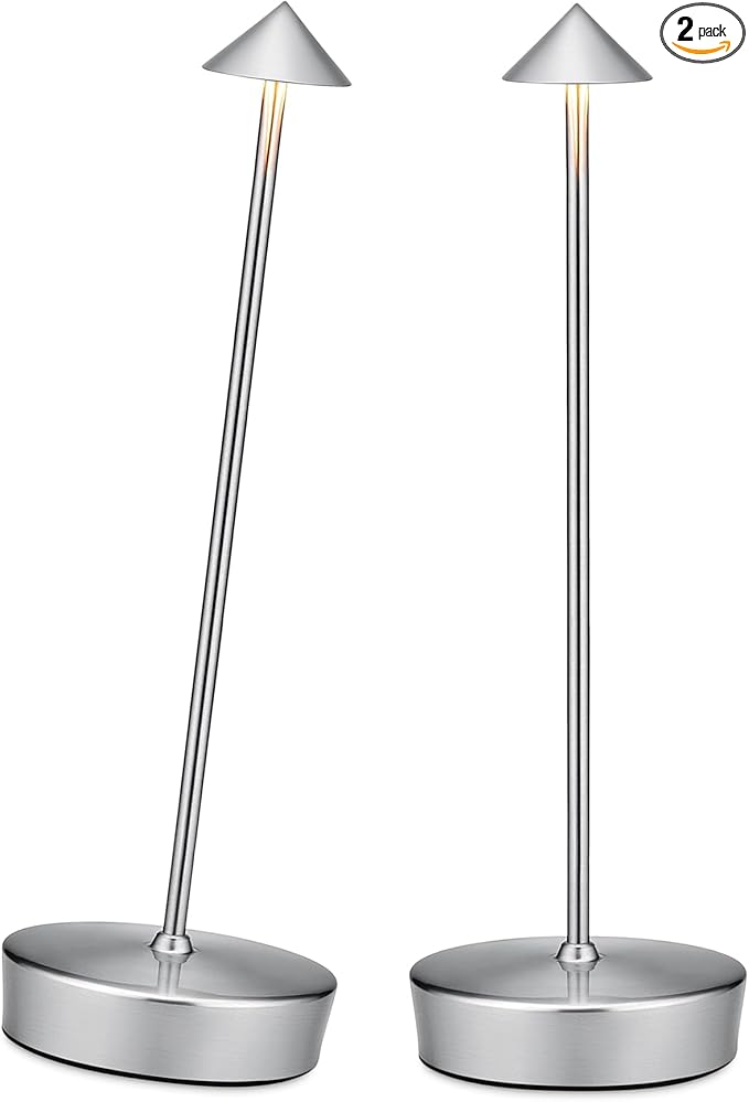 Cordless Led Table Desk Lamp 2 Pack, 7000mAh Battery Outdoor Table Light Waterproof for Restaurant Patio Camping Home Decor, USB-A Output, Brightness Memory, Dimmable