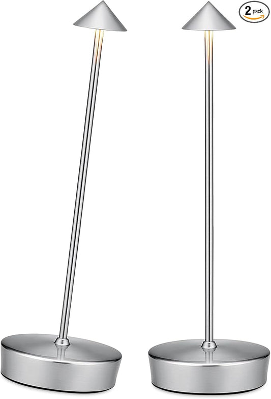 Cordless Led Table Desk Lamp 2 Pack, 7000mAh Battery Outdoor Table Light Waterproof for Restaurant Patio Camping Home Decor, USB-A Output, Brightness Memory, Dimmable