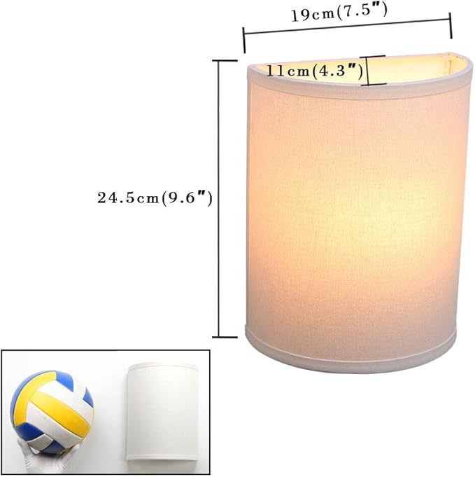 Yosoan White Fabric Cloth Boho Wall Sconce Hallway Fixture Light, 1-Light Vanity Indoor Hardwired Modern Wall Mount Retro Vintage Interior Sconce with Half Moon Shade Lamp for Stairwell Bedroom