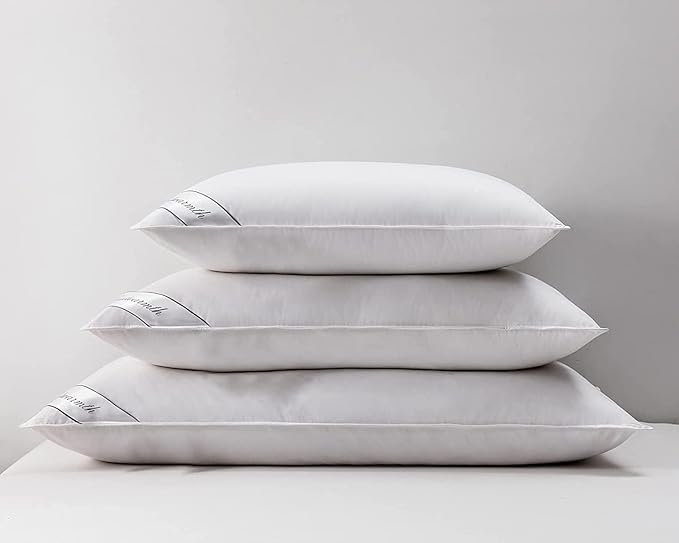 Goose Down Feather Hotel Collection Bed Pillow for Sleeping,100% Cotton Cover,Medium Firm,Soft Support Standard Size(20X26IN) 1 Pack