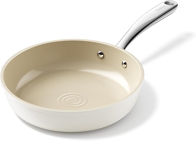 Redchef Ceramic Non Stick Frying Pans, 8" Skillet, Omelette Egg Pan with Stay Cool Handle, Ceramic Chef Pan for Cooking Non Toxic, PFOA & PFAS Free, Induction Compatible, Oven & Dishwasher Safe(Beige)