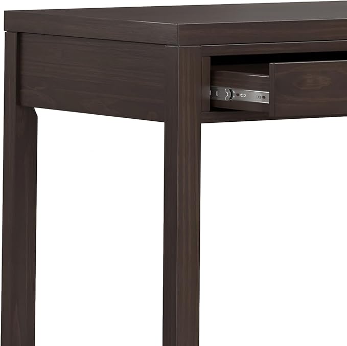 SIMPLIHOME Hollander Desk - 72-Inch Wide Solid Wood Writing Desk in Warm Walnut Brown, Contemporary Modern Home Office Computer Table for Study with 2 Drawers and Flip-Down Keyboard Tray