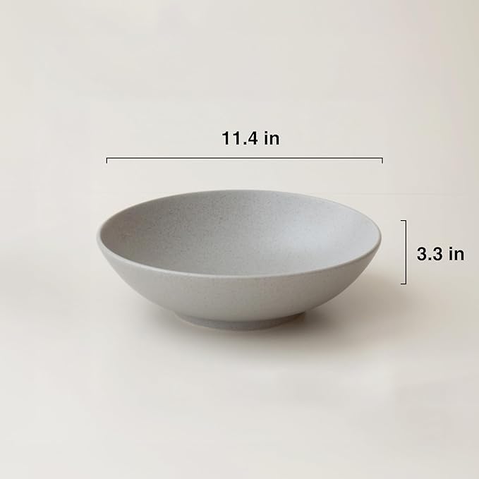 WENSHUO Large Salad Bowl, Ceramic Stoneware with Reactive Glaze, Serving & Mixing, 2Qt (Sandstone Gray)