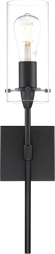 XiNBEi Lighting Black Wall Sconce Modern 1 Light Sconces Wall Lighting with Glass Shade Bathroom Sconces for Vanity & Living Room