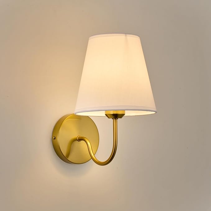 Modern Gold Hardwired Wall Sconces Lighting Fixture, E26 Industrial Vintage Gold Wall Light Set of 2 Pack Wall Lamp Bathroom Decor for Bedroom Living Room, Brass Finish Sconces