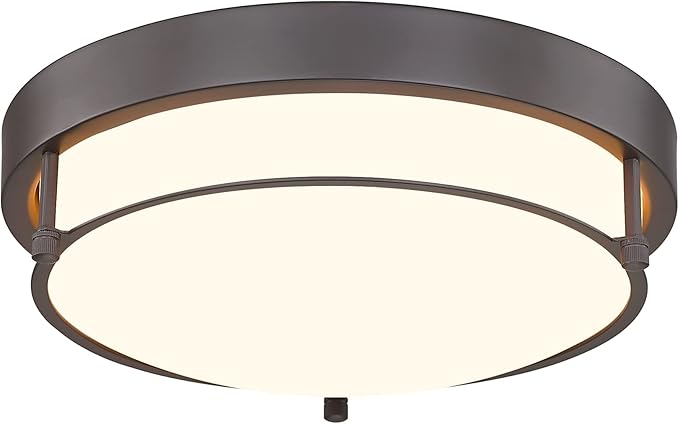 12 inch Flush Mount Ceiling Light, 2-Light Close to Ceiling Light Fixtures with Oil Rubbed Bronze Finish for Bathroom Bedroom Kitchen Hallway, 4822-ORB