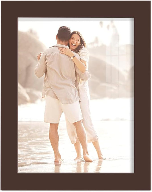 Renditions Gallery 6x8 inch Picture Frame High-end Modern Style, Made of Solid Wood and High Definition Glass Ready for Wall and Tabletop Photo Display, Brown Frame