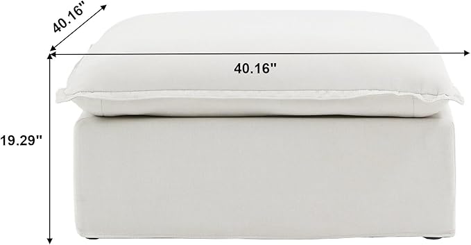 JACH Ottoman Module for Living Room, Cushion Covers Removable, Minimalist Comfy Breathable Ottoman Footstool Paired with Sofa for Living Room Apartment, White