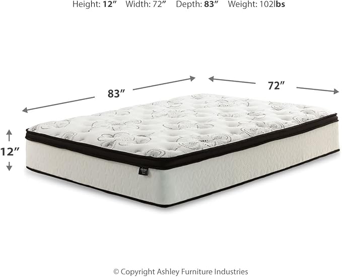 Signature Design by Ashley California King Size Chime 12 Inch Medium Firm Hybrid Mattresswith Cooling Gel Memory Foam for Pressure Relief, Fiberglass Free, Mattress In A Box