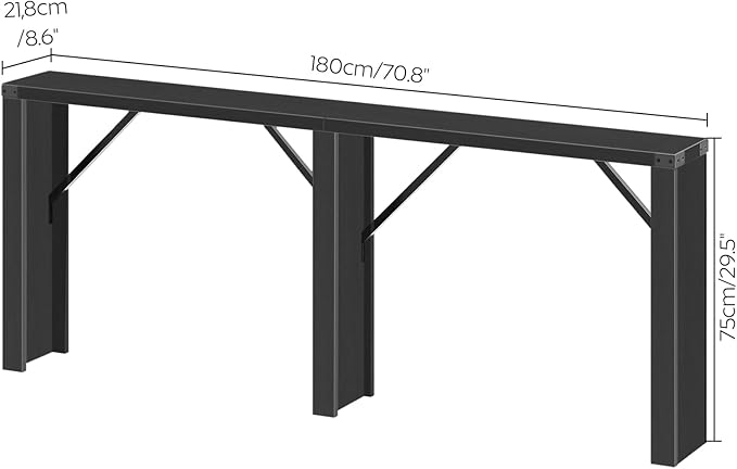 Console Table, 70.8" Long Behind Couch Sofa Table, Entryway Table, Farmhouse Console Table for Narrow Spaces, Hallway, Living Room, Black CT31BB