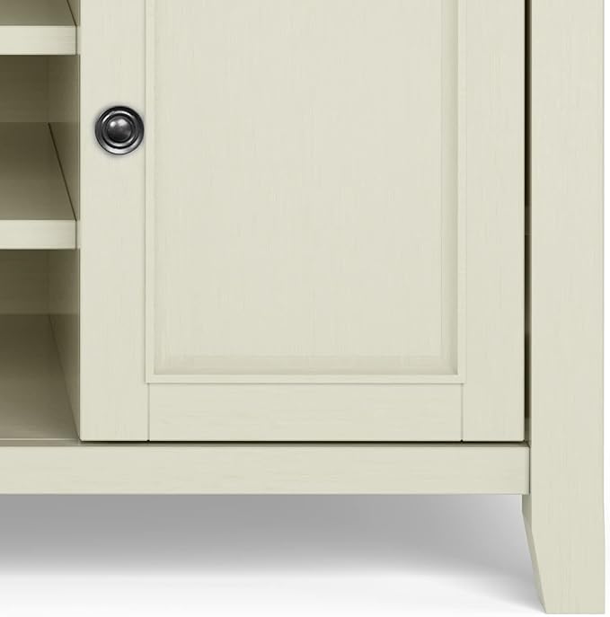 SIMPLIHOME Amherst 54-inch Wide Solid Wood TV Stand in Antique White, Transitional-Style Media Console for Living Room with Adjustable Shelves and Cable Management