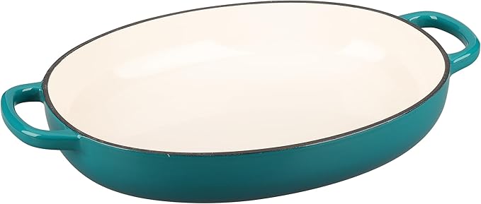 Enameled Oval Cast Iron Dutch Oven Pot with Lid, Bread Dutch Oven for Sourdough Bread Baking, 6QT, Darkcyan