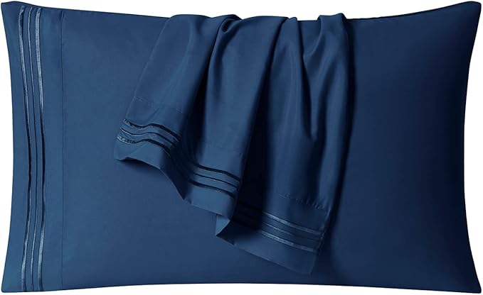 Clara Clark 1800 Premier Series 4pc Bed Sheet Set - King, Navy Blue