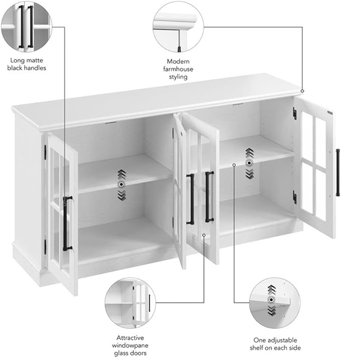 Bush Furniture Westbrook 60W TV Stand for 75 Inch TV in White Ash | Living Room Entertainment Center with Storage