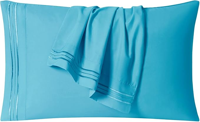 Clara Clark Bed Sheets, Premier 1800 Series 4 Piece Bed Sheet Set, Deep Pocket, Wrinkle, Fade, Stain Resistant, Luxury Soft Bedding Sheets & Pillowcases, California King, Beach Blue