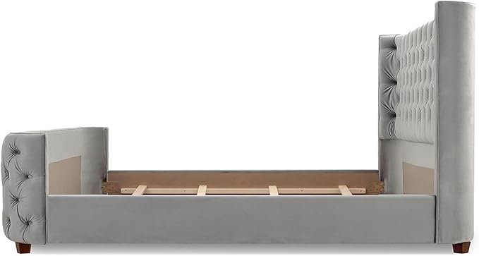 Jennifer Taylor Home Brooklyn King Tufted Panel Bed Headboard and Footboard Set, Opal Grey Velvet