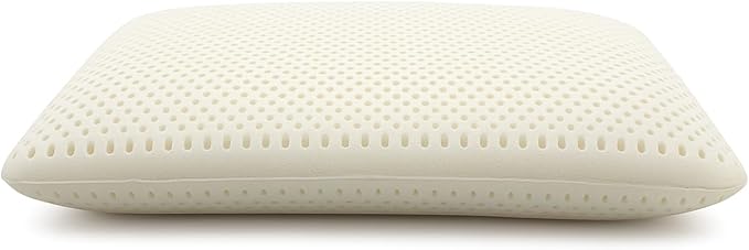 OrganicTextiles Talalay Latex Pillow with Organic Cotton Cover (Queen Size, Medium), GOTS Certified, Bed Pillow for Sleeping, Neck Pain Relief Help, Head Support, for Side Back Stomach Sleeper