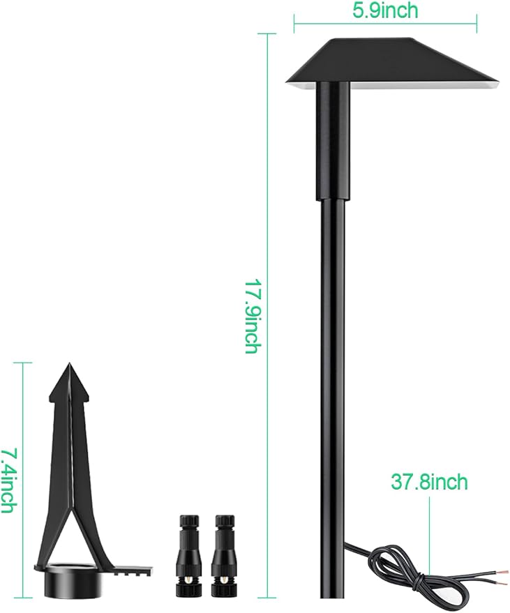 5W Low Voltage Landscape Pathway Lights with Connectors,12-24V Outdoor Path Lights, 3000K Wired Landscape Lights for Yard Garden Walkway, IP66 Waterproof（8Pack）