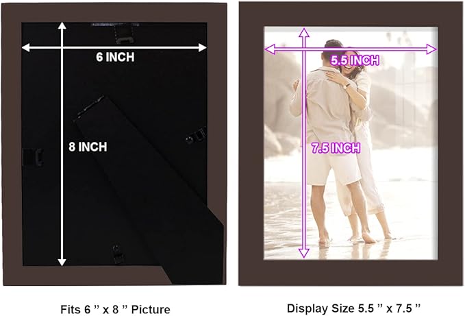 Renditions Gallery 6x8 inch Picture Frame High-end Modern Style, Made of Solid Wood and High Definition Glass Ready for Wall and Tabletop Photo Display, Brown Frame