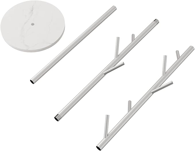 Silver Coat Racks, Metal Coat Rack Freestanding with Hooks, Entryway Coat Rack Stand, Coat Racks with Marble Base, Coat Tree for Hanging Clothes, Hats, Bags