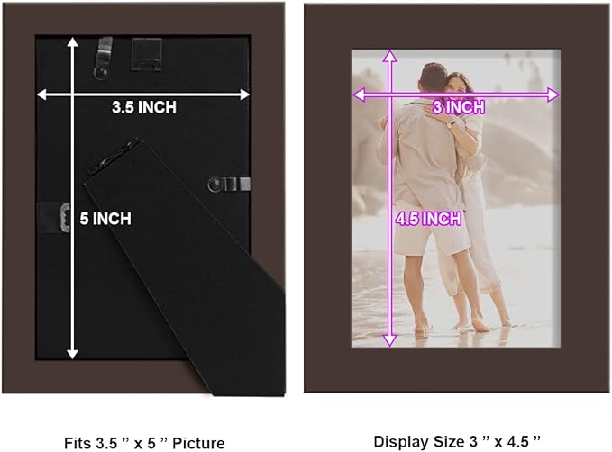 Renditions Gallery 3.5x5 inch Picture Frame High-end Modern Style, Made of Solid Wood and High Definition Glass Ready for Wall and Tabletop Photo Display, Brown Frame
