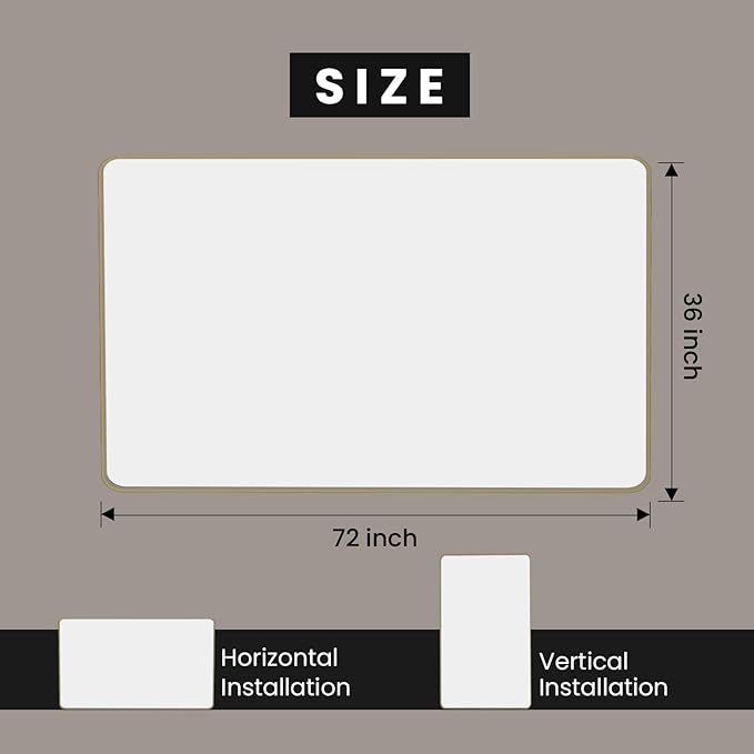 Bronze Bathroom Mirror 72x36 Inch, Brushed Bronze Metal Frame Mirror for Wall, Rounded Rectangle Bathroom Vanity Mirror with Tempered Glass, Anti-Rust, Horizontal/Vertical