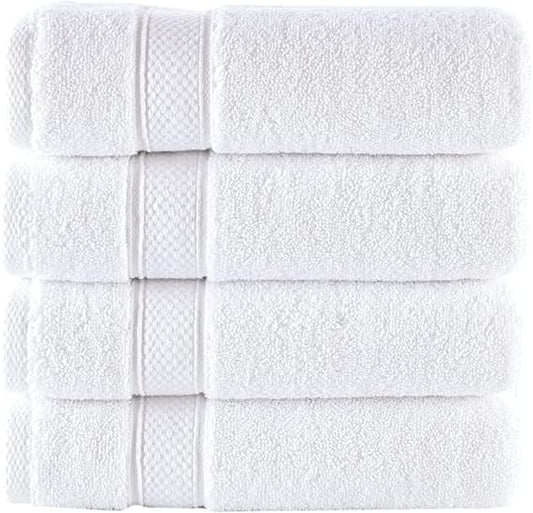 NOVA Luxury Linen - Hotel Quality Turkish Towel Set for Bathroom (4 Pcs Washcloth Set, Pure White)