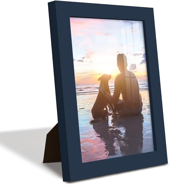Renditions Gallery 6x8 inch Picture Frame High-end Modern Style, Made of Solid Wood and High Definition Glass Ready for Wall and Tabletop Photo Display, Navy Frame