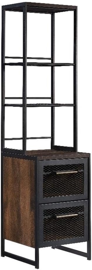 Pemberly Row Contemporary Engineered Wood/Metal File Tower in Barrel Oak
