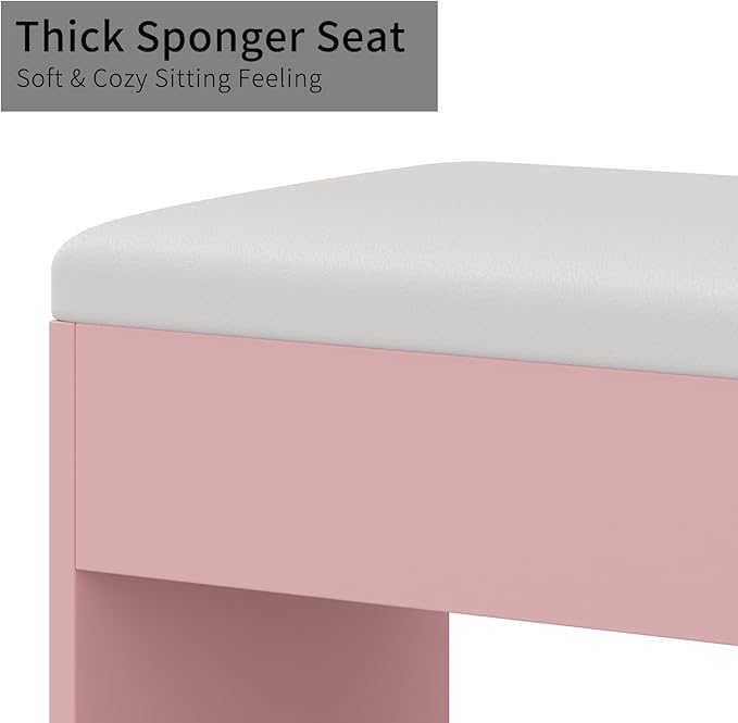 Vanity Desk with Power Outlet, Makeup Vanity with Lighted Mirror, 3 Lighting Modes Adjustable, 9 Drawers Vanity Table with Chair with Fold-up Panel, Glass Top, Dressing Table for Bedroom, Pink