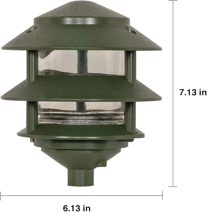 Nuvo SF77/323 One 2 Louver Hood Outdoor Pagoda Landscape Pathway Light, 2 Tier-Small, Green