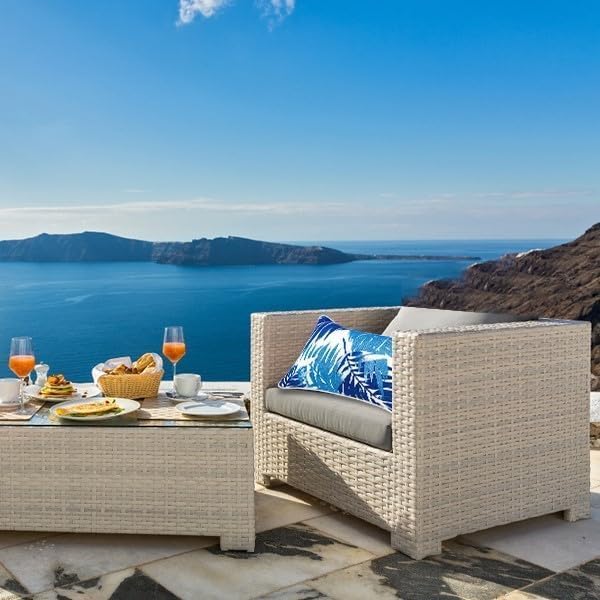 Outdoor Lumbar Pillows - Decorative Pillows with Insert Included Set of 2 Outdoor Pillows for Patio Furniture 12x20 Inch