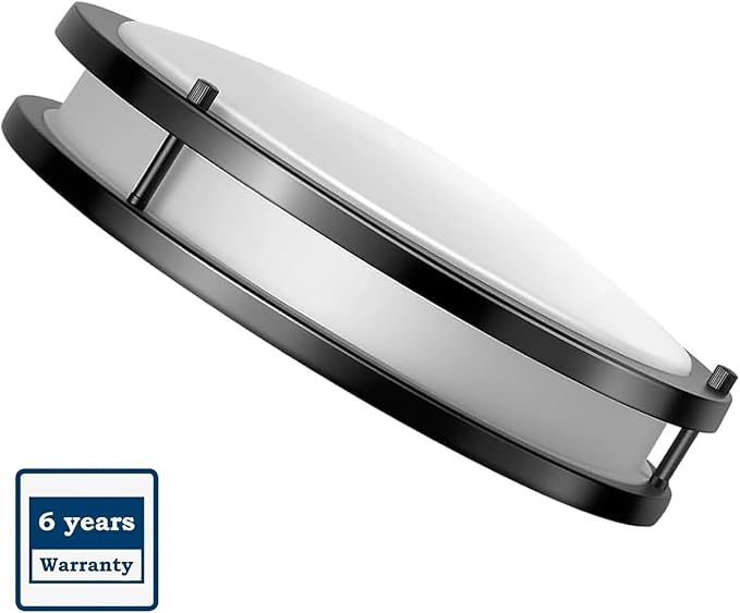 48W Dimmable LED Ceiling Light Fixture, Flush Mount Light Fixture for Kitchen, Bathroom, Bedroom, Garage, 5000 Lumens, 500W Equivalent, 13.2in, Daylight 5000K, Black