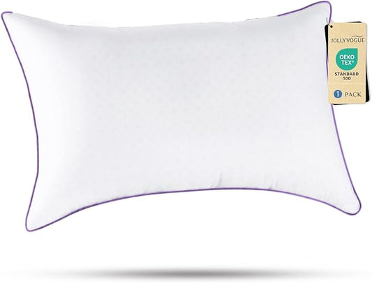 JOLLYVOGUE Pillows King Size Set of 1, Washable Supportive Bed Pillows with Super Soft Down Alternative Fill, Luxury Fluffy Hotel Quality for Side, Back, and Stomach Sleepers