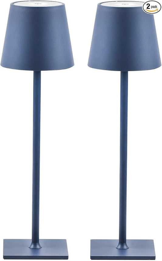 2 Pack Cordless Table Lamps, 3 Colors Stepless Dimming, 5000mAh Rechargeable Battery LED Desk Lamp for Bedroom/Couple Dinner/Desk/Cafe/Dining Room/Terrace