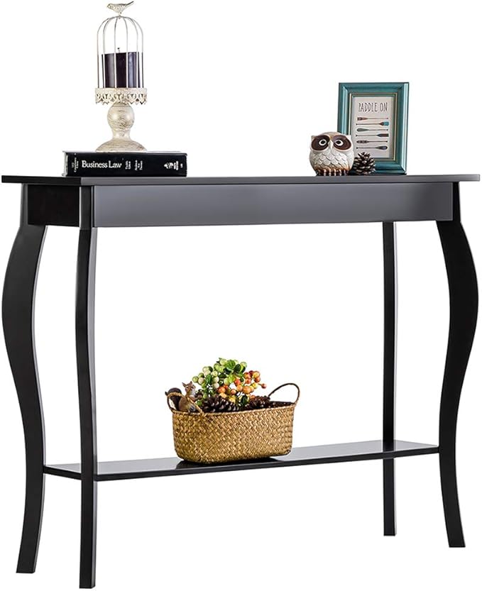 ChooChoo Narrow Console Table, Chic Accent Sofa Table, Entryway Table, 39.3 Inch, Black
