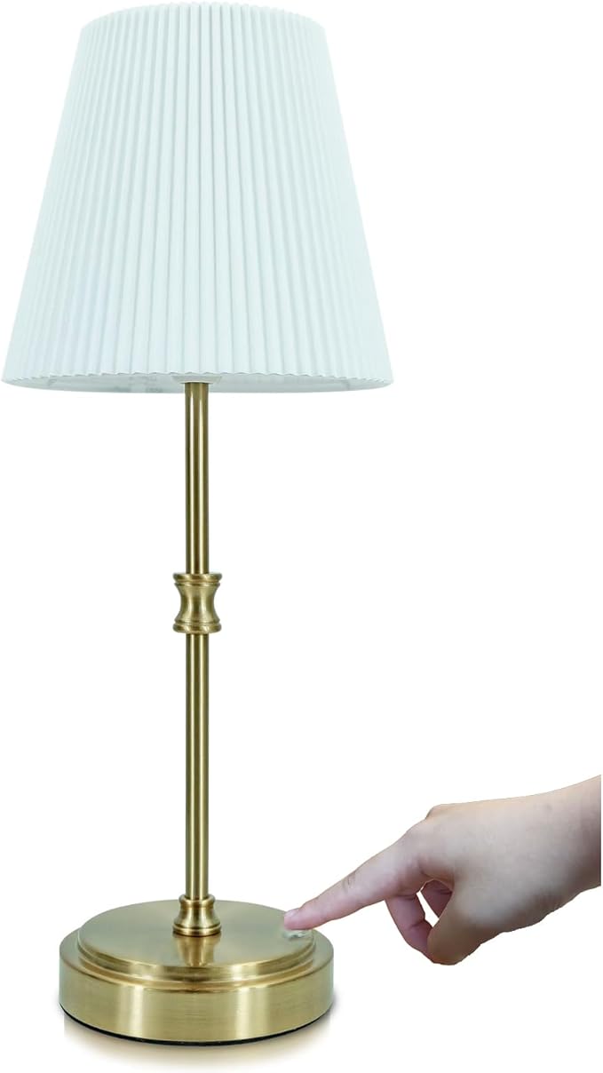 Cordless Table Lamp Rechargeable Vintage Gold-5000mAh Battery Operated Lamp for Decor, 2700K Stepless Dimming Touch Control Wireless Lamp for Bedroom, Living Room, Office, Dormitory