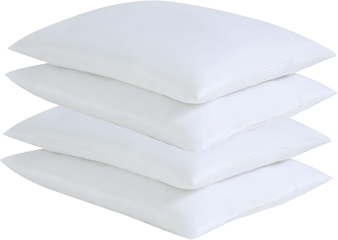 CULVE Bed Pillows King Size Set of 4-20x36 Flat Pillows for Sleeping Thin, Medium Support Soft Down Alternative Filling for Side Stomach Back Sleeper