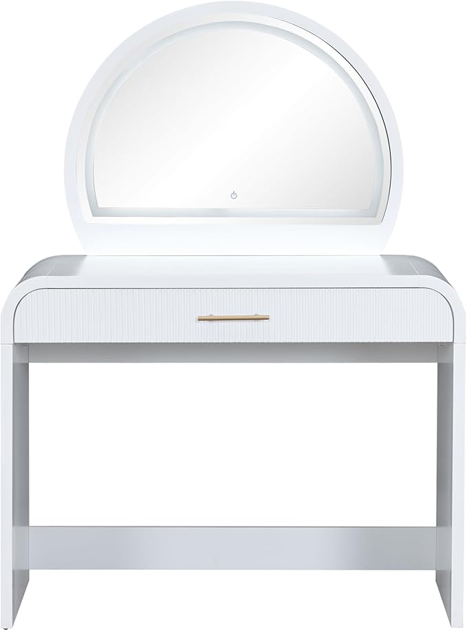 Makeup Vanity Desk with Mirror Touch Screen Lighted Mirror, Dressing Table with Storage Drawer for Bedroom