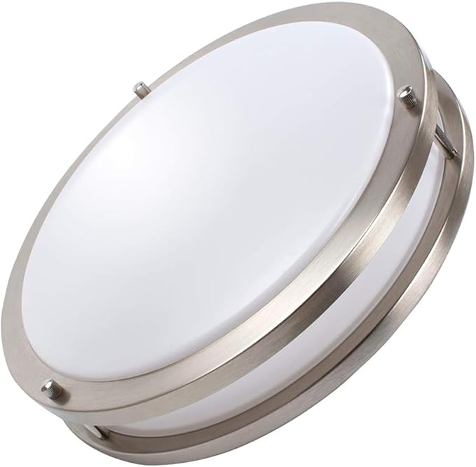 48W Dimmable LED Ceiling Light Fixture, Flush Mount Light Fixture for Kitchen, Bathroom, Bedroom, Garage, 5000 Lumens, 500W Equivalent, 13.2in, Daylight 5000K, Brushed Nickel