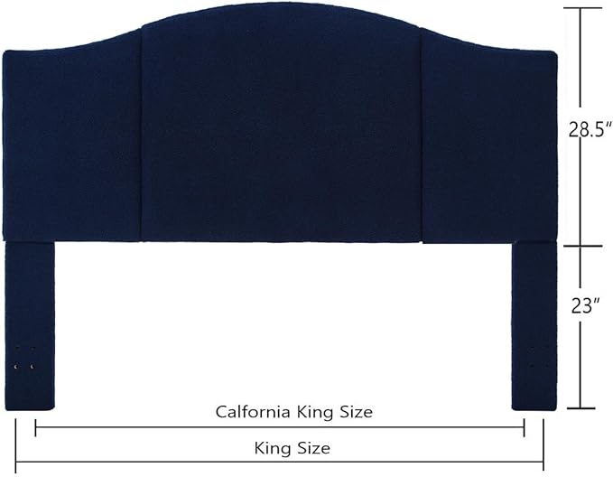 24KF Middle Century Upholstered Foldable King Headboard, Modern Boucle Teddy Fabric Headboard King/California King, 6033-K-Navy