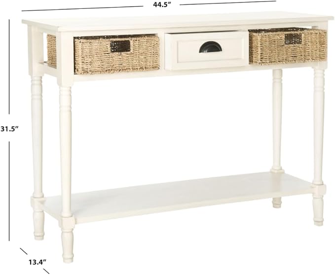 SAFAVIEH American Homes Collection Winifred Grey Wicker Console Table with Storage