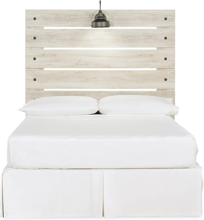 Signature Design by Ashley Cambeck Farmhouse Panel Headboard ONLY with USB Charging Stations, Full, Whitewash
