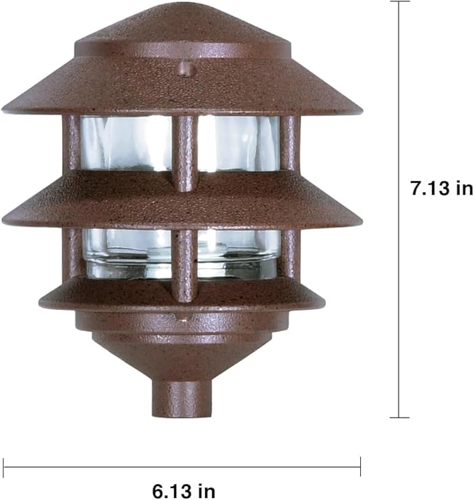 NUVO SF76/632 One 2 Louver Hood Outdoor Pagoda Landscape Pathway Light, 2 Tier-Small, Old Bronze