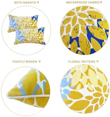 Outdoor Lumbar Pillows - Decorative Pillows with Insert Included Set of 2 Outdoor Pillows for Patio Furniture 12x20 Inch