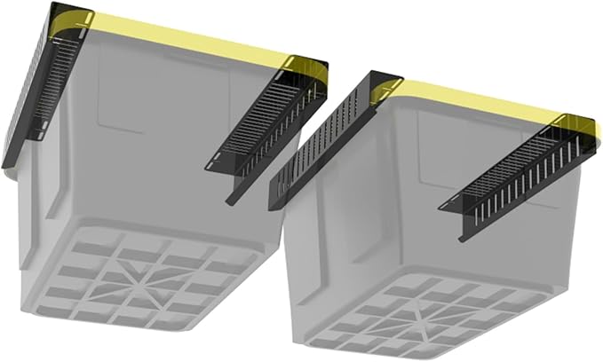 Overhead Bin Rack - Ceiling Mount Overhead Garage Storage Rack | Adjustable Width and Orientation | Heavy Duty Ceiling Bin Storage Rails | Fits Black & Yellow Storage Bins | USA Designed (2 Bins)