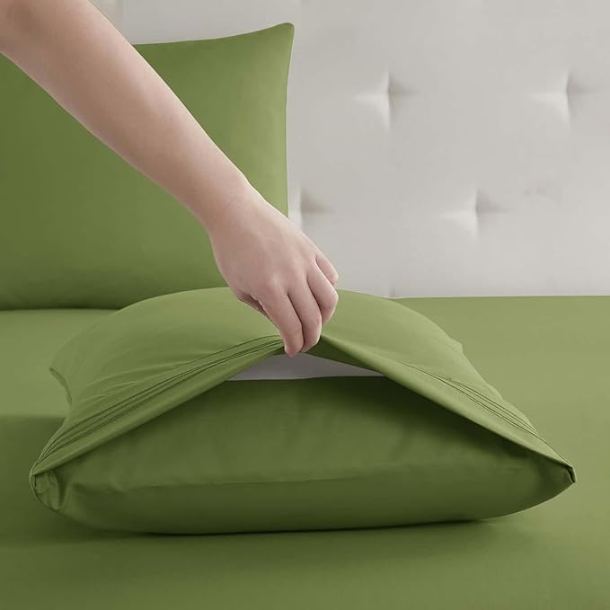 Clara Clark Bed Sheets, Premier 1800 Series 4 Piece Bed Sheet Set, Deep Pocket, Wrinkle, Fade, Stain Resistant, Luxury Soft Bedding Sheets & Pillowcases, California King, Calla Green