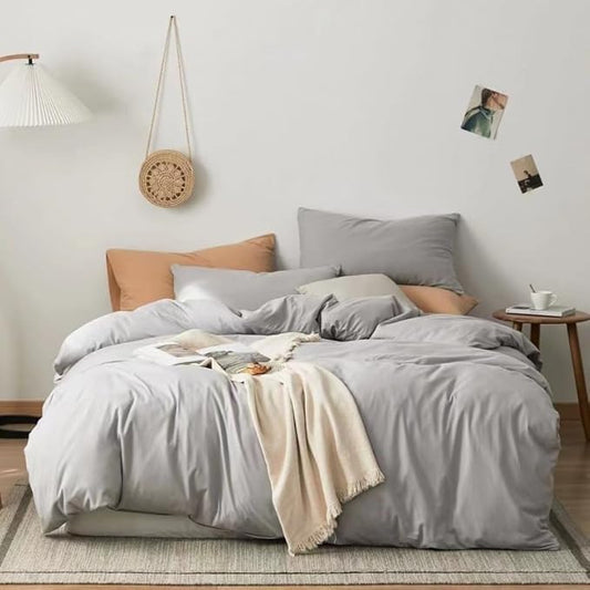 Luxlovery Silver Grey Comforter Set King Grey Bedding Comforter Set King Size Light Gray Bedding Set Soft Light Grey Blanket Quilts for Women Men Adults