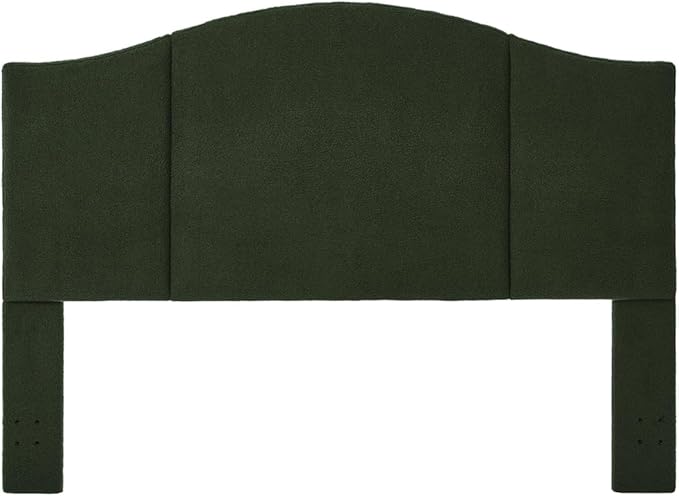 24KF Middle Century Upholstered Foldable King Headboard - Modern Boucle Teddy Fabric - Dark Green